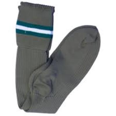 Scholastic Grey Green White Stripes Socks Medium